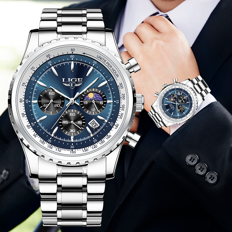 LIGE Brand Luxury Quartz Man W - Luxury Watch Brands Logo recension och pris