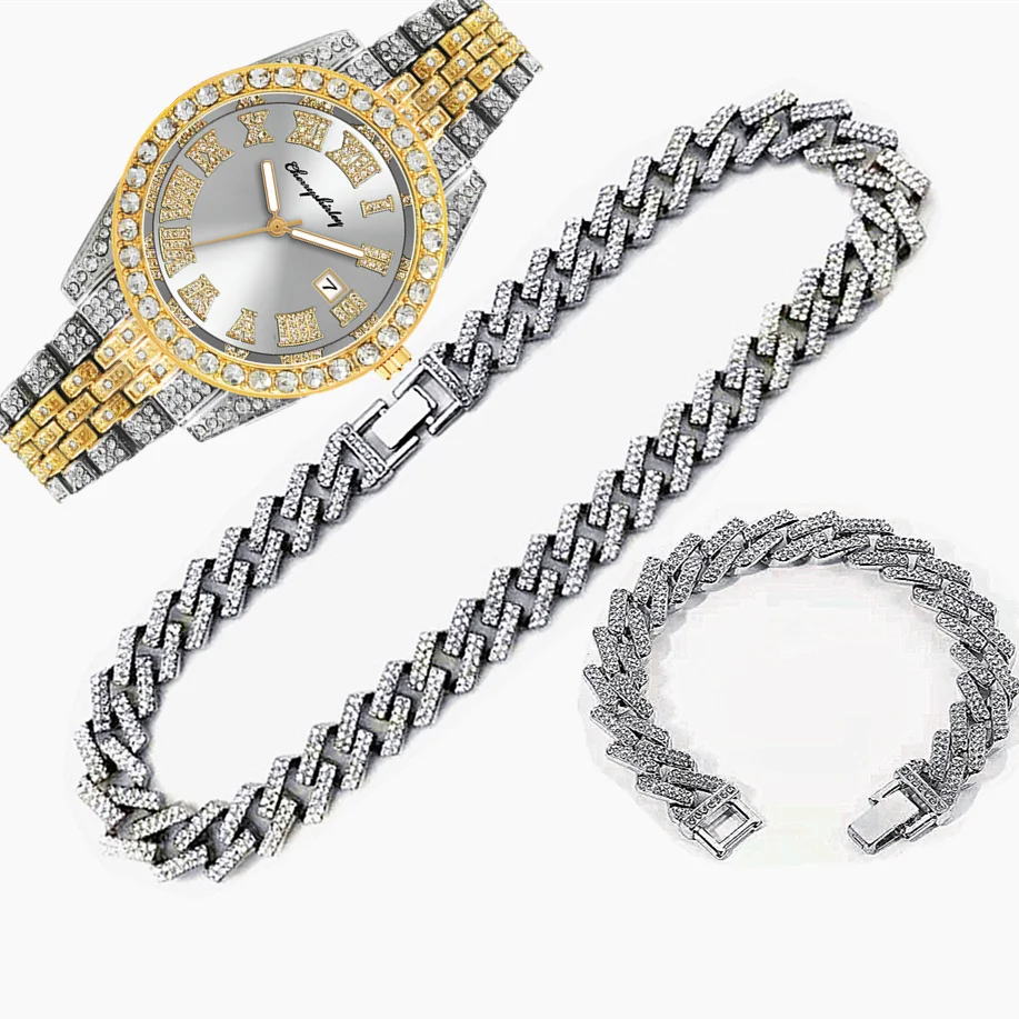 3pcs Luxury Iced Out Watch for - Luxury Watch Miami recension och pris