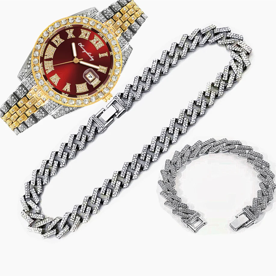 3pcs Luxury Iced Out Watch for - Luxury Watch Miami recension och pris