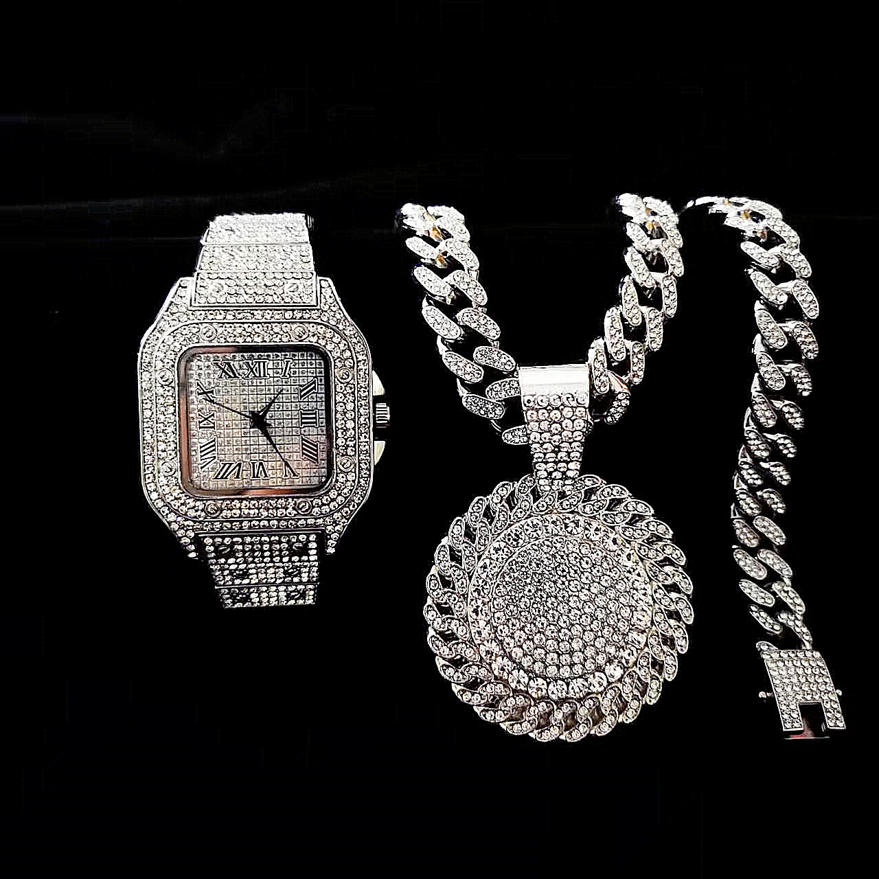 2pcs Iced Out Watch Necklace P - Luxury Watch Miami recension och pris
