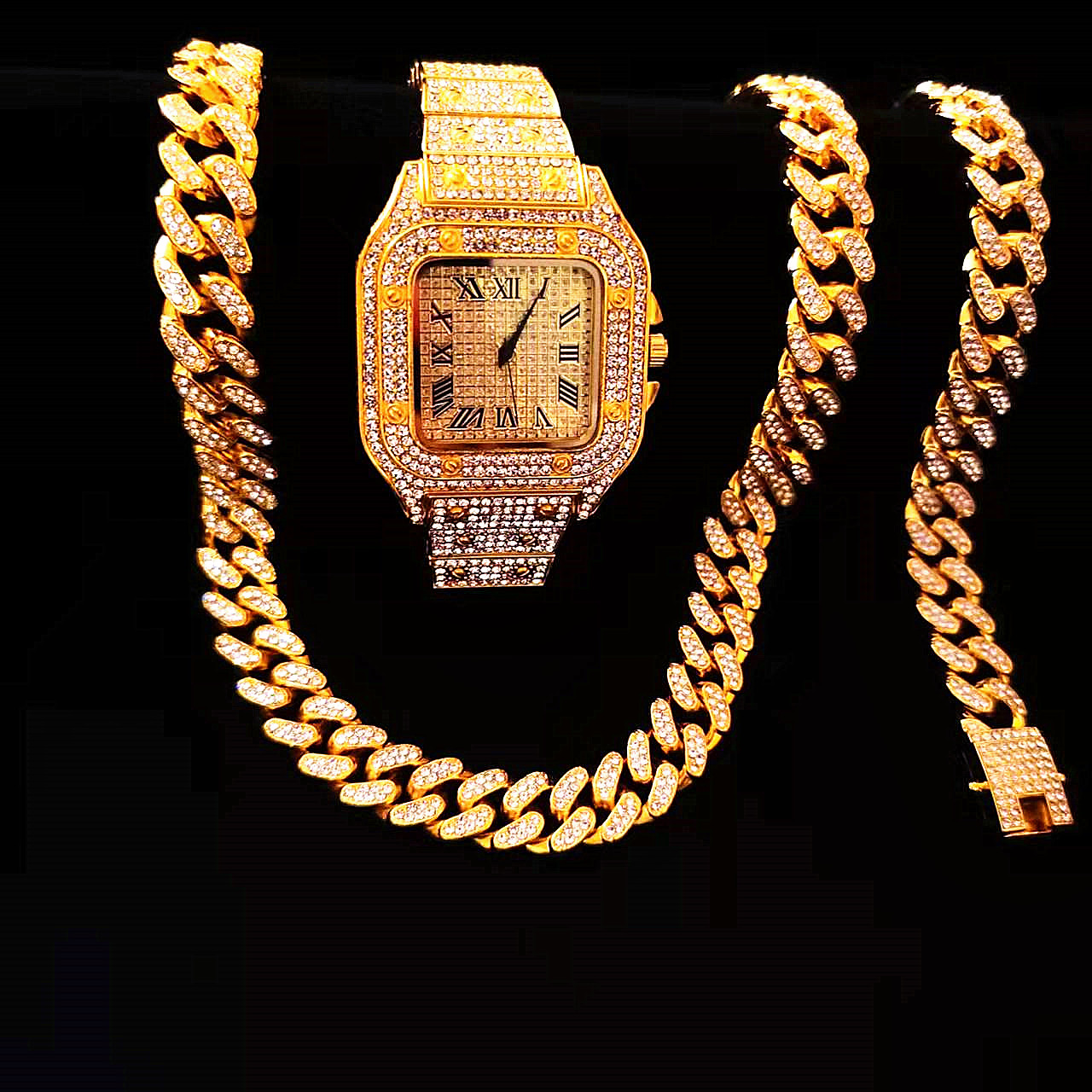 2pcs Iced Out Watch Necklace P - Luxury Watch Miami recension och pris