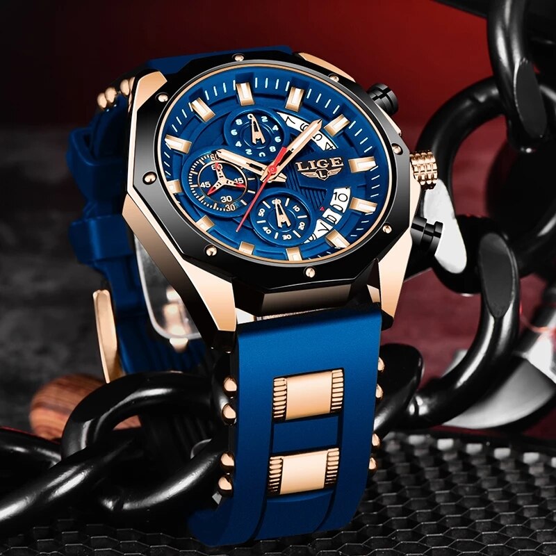 LIGE Fashion Men Watches Top B - Luxury Watch Brands Logo recension och pris