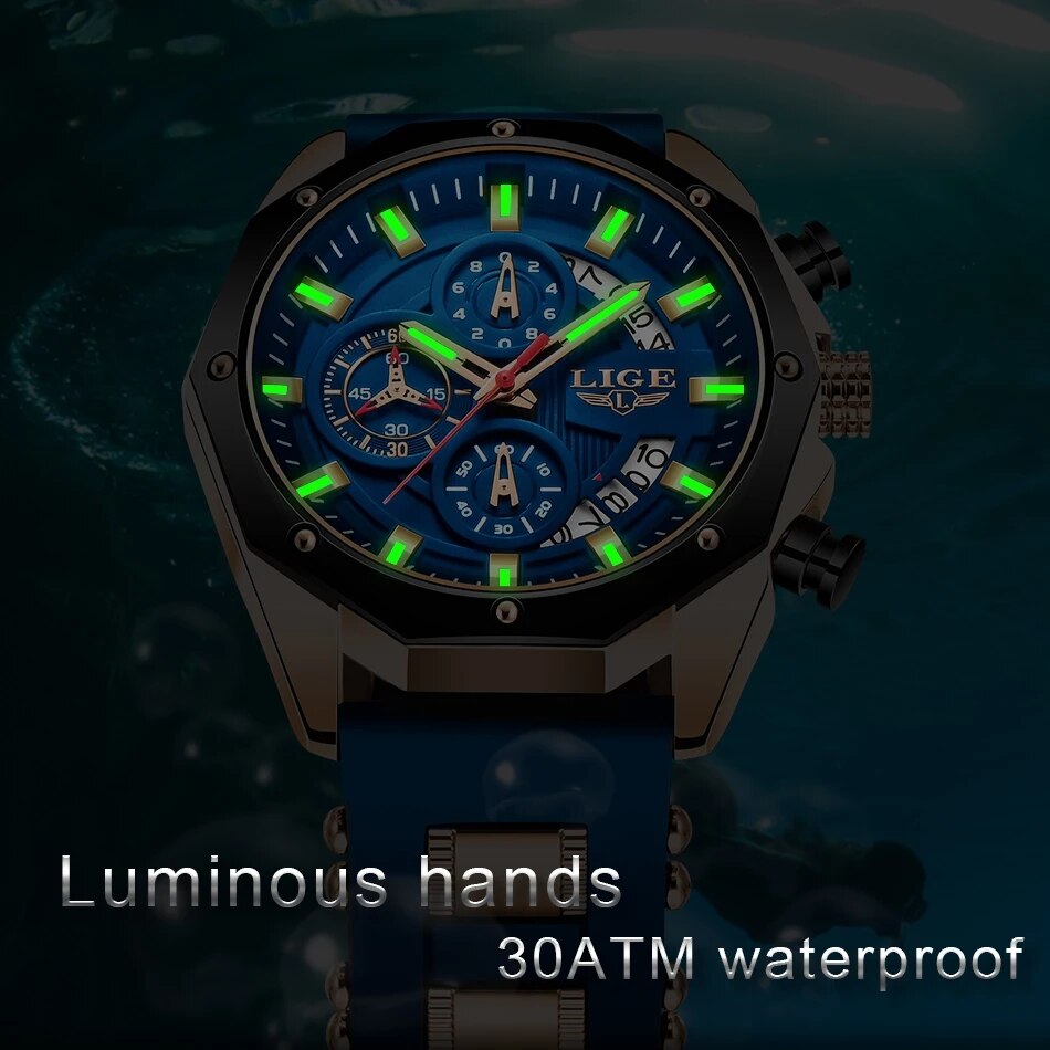 LIGE Fashion Men Watches Top B - Luxury Watch Brands Logo recension och pris