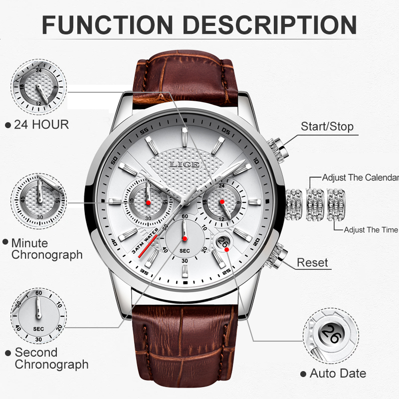 LIGE Top Brand Luxury Men Watc - Luxury Watch Holder For Men recension och pris